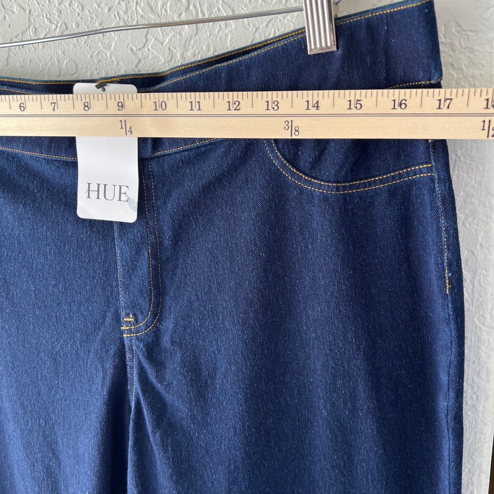 HUE Classic Denim Jeggings Womens XL Dark Wash Pull On Stretch Skinny Jeans - Picture 3 of 8